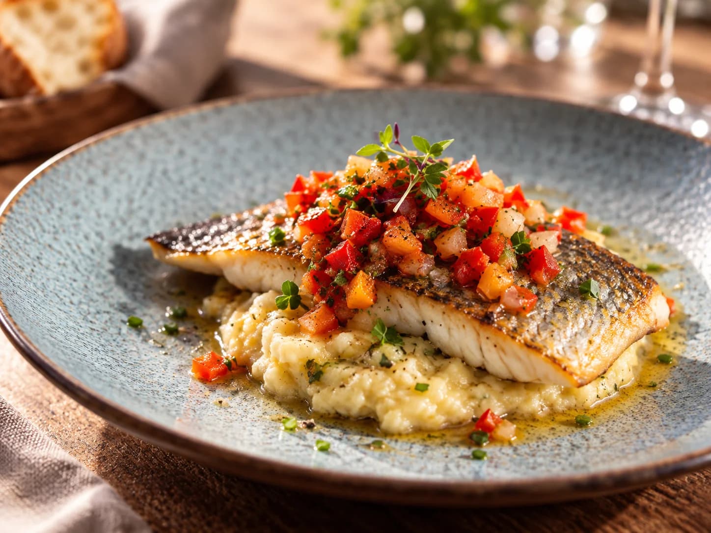 Assiette de poisson et garniture de saison
